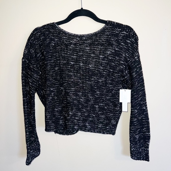 NWT Abound Black Twist Front Knit Faux Wrap 90s Y2K Open Front V Neck Sweater XS - Picture 3 of 9